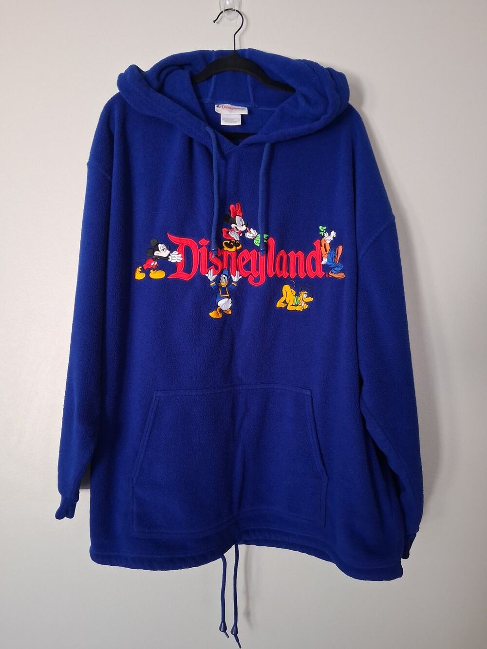 VTG Y2K Disneyland Embroidered Fleece Hoodie Royal Blue Size XXL